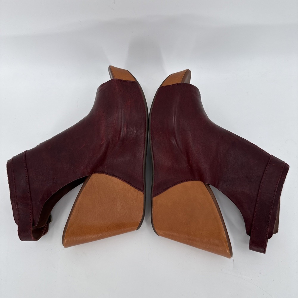 Kirk-Ease Womens Burgundy Genuine Leather Buckle Wedge Sandals Size 10M Boho - Picture 4 of 9